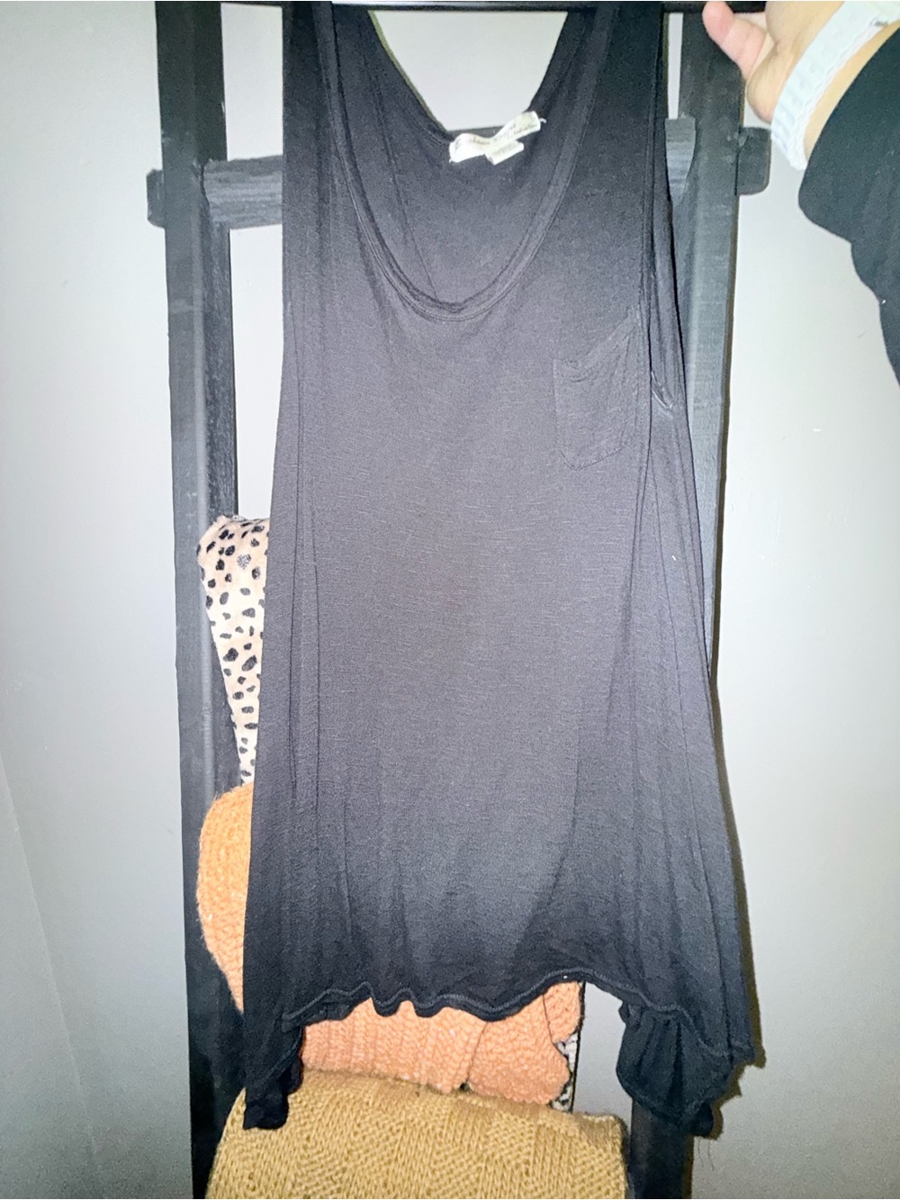 Stephanie Rogers Black Sleeveless Pocket Tank